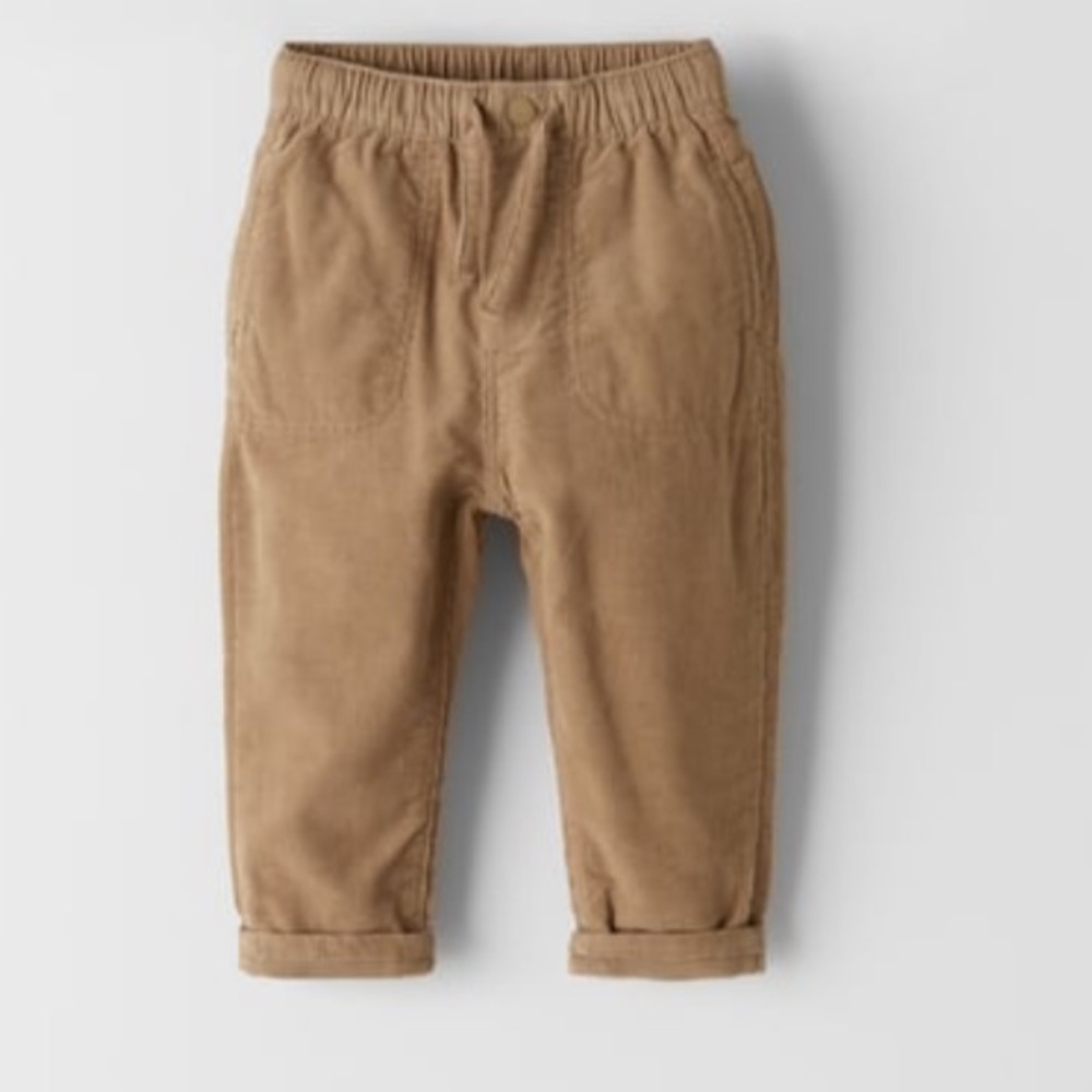 Zara Basic Knit Lined Corduroy Pants, 9-12 months